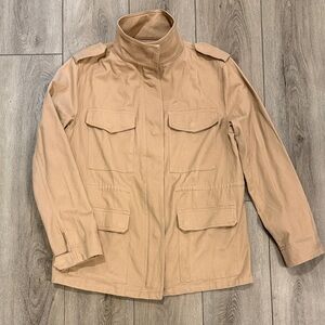 Women's Cinch Waist Military Style Field/Utility Jacket - Tan/Beige/Camel Medium